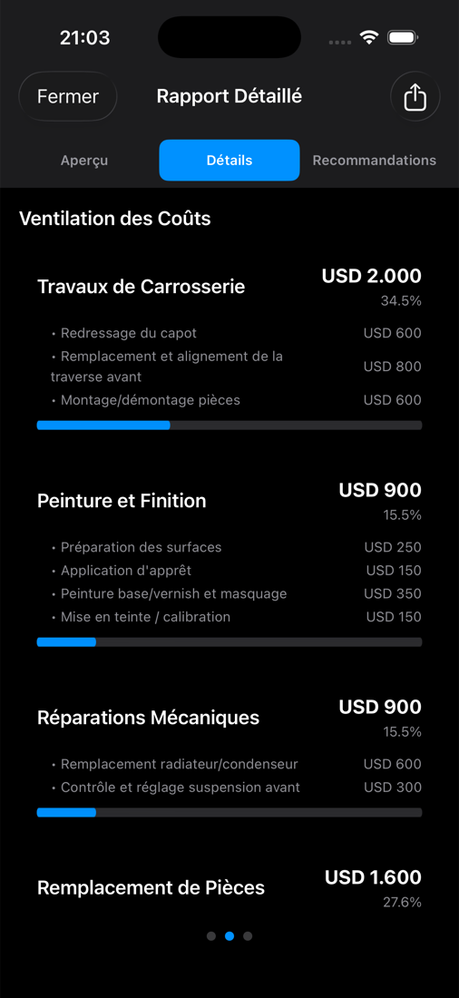 Un détail des réparations